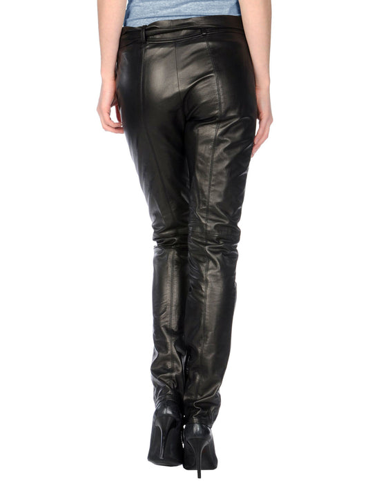Bow-Detail Leather Pants
