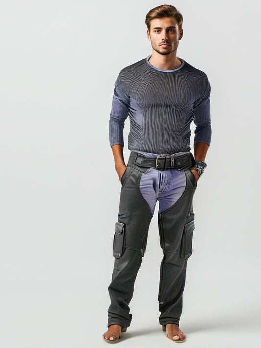 Cargo Style Leather Chap for Men