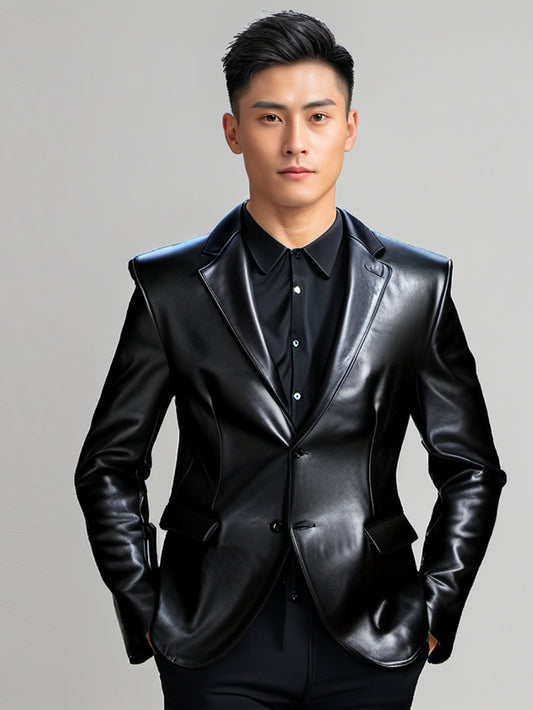Classic Style Leather Blazer for Men