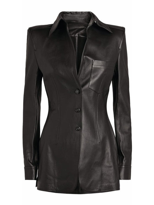 Contemporary Edge Leather Blazer for Women