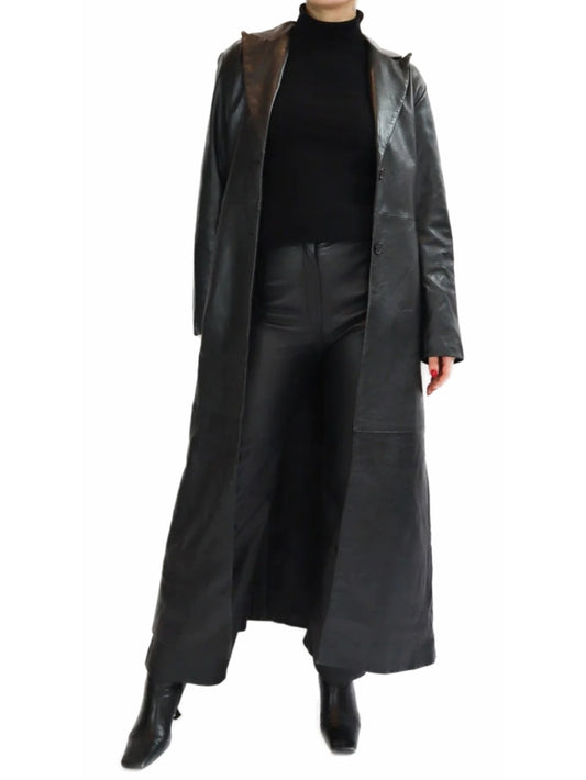 Contemporary Luxe Leather Trench Coat for Women