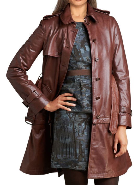 Convertible Sophistication Leather Coat for Women
