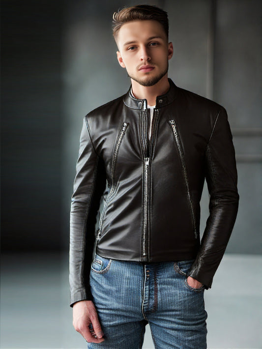 Cool Stylish Genuine Leather Biker Jacket for Men
