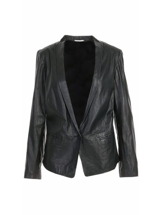 Corporate Charm Patterned Leather Blazer for Women