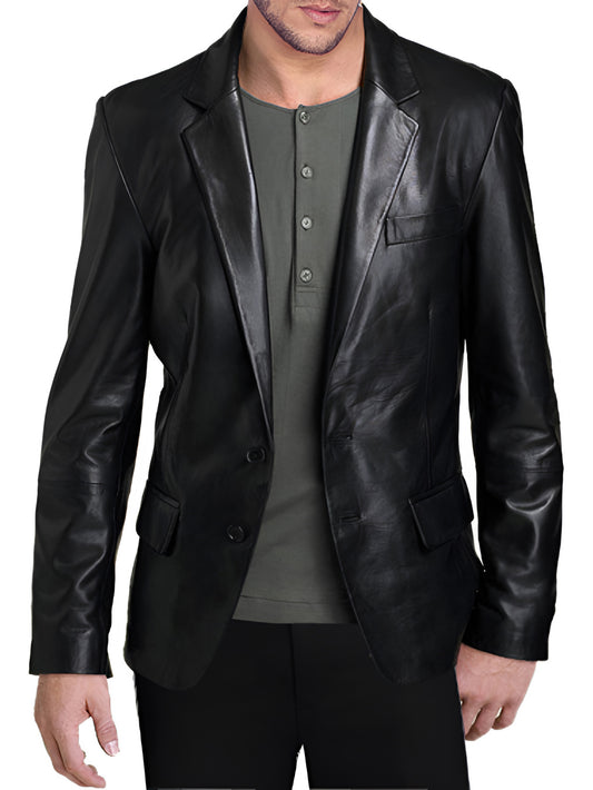 Cozy and Ductile Leather Blazer for Men