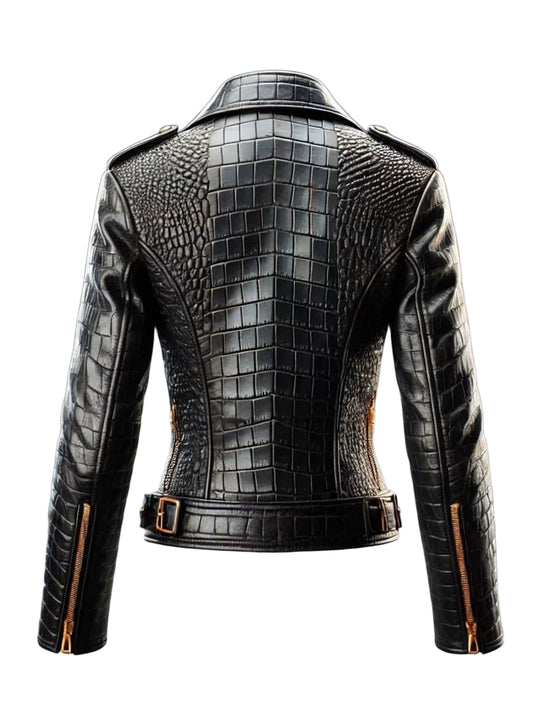 Croc Embossed Leather Jacket