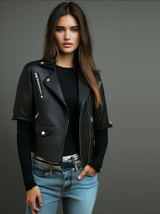 Cropped Edge Biker Jacket