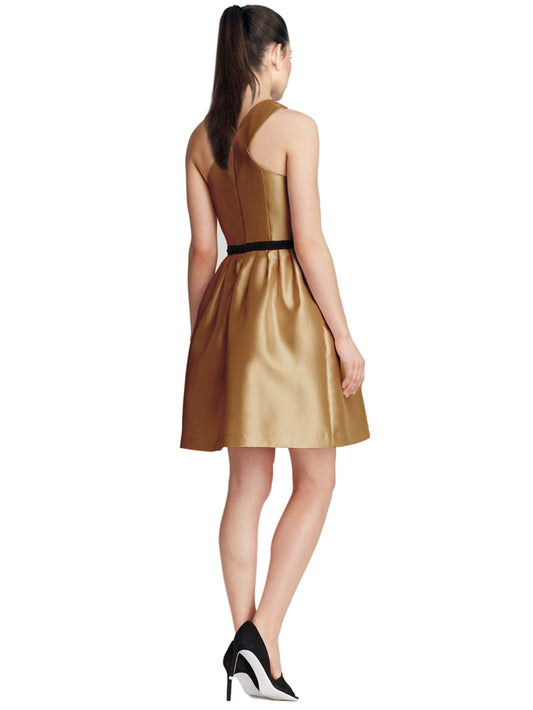 Cross-Neck Lambskin Leather Dress