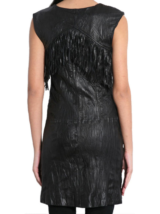 Crumpled Peppy Leather Dress