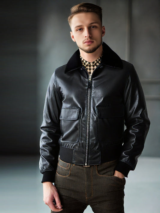 Dashing Men's Leather Bomber Jacket for Men
