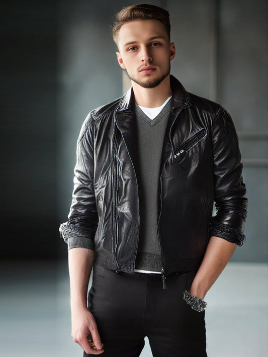 Designer Elegant Biker Genuine Leather Jacket for Men