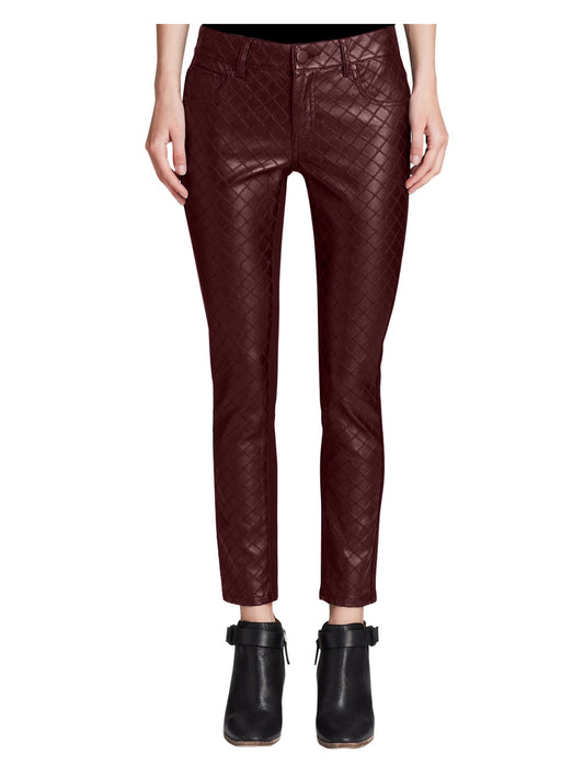Diamond-Stitch Leather Pants