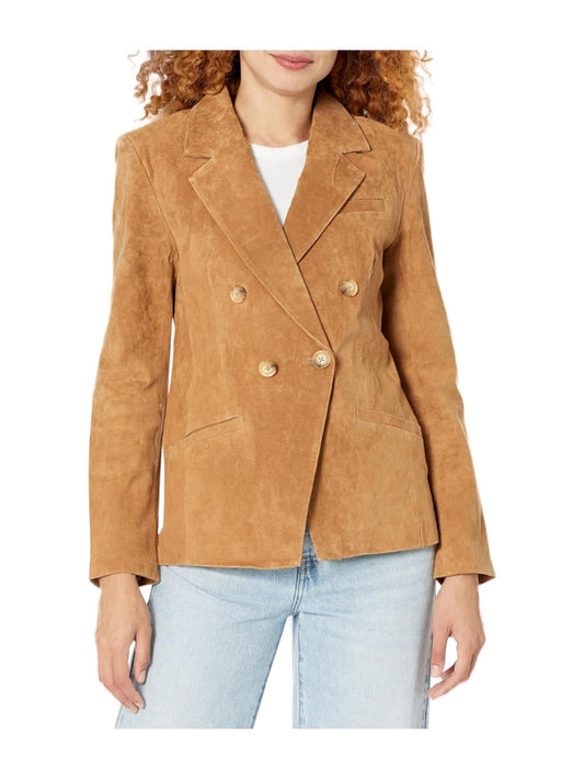 Double Luxe Suede Leather Blazer for Women