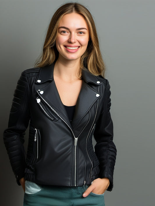 Double Zip Classic Leather Jacket