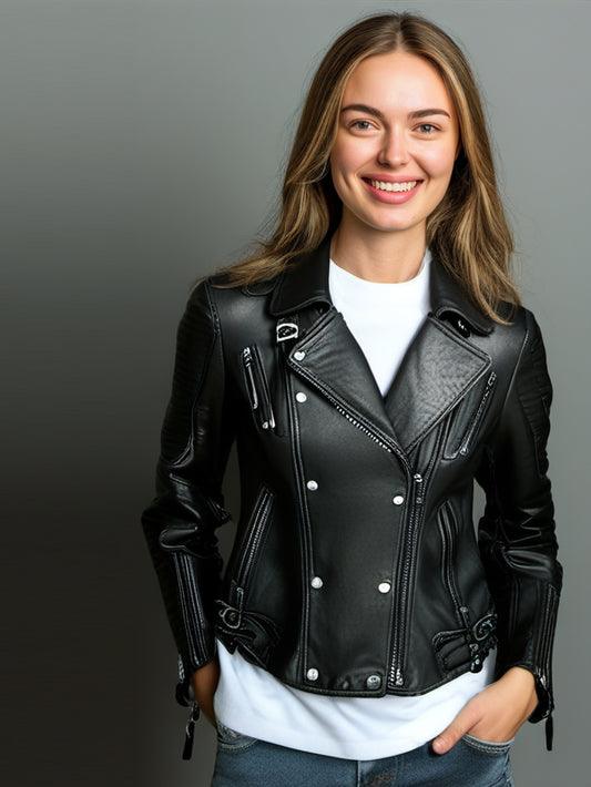 Double Fold Leather Biker