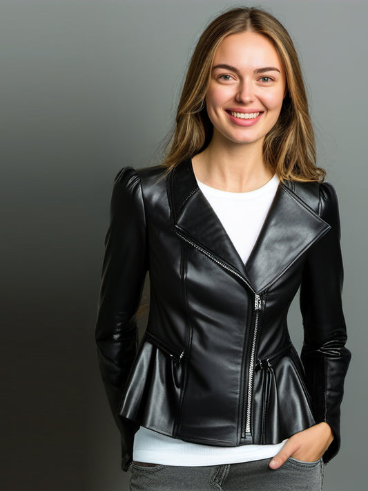 Duchess Peplum Moto Jacket