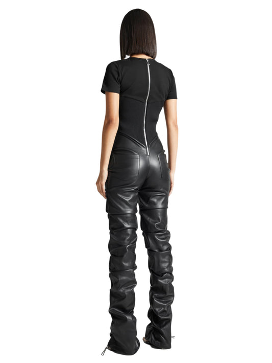 Eclipse Elite Leather T-Shirt Jumpsuit