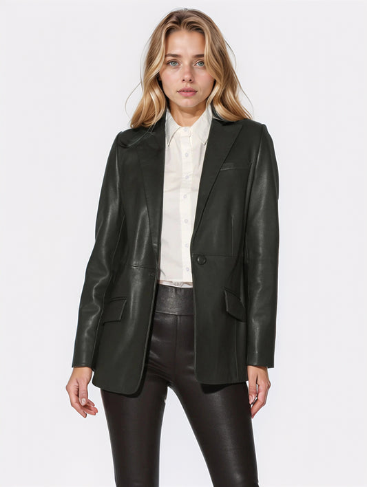 Elegance Timeless Leather Blazer for Women