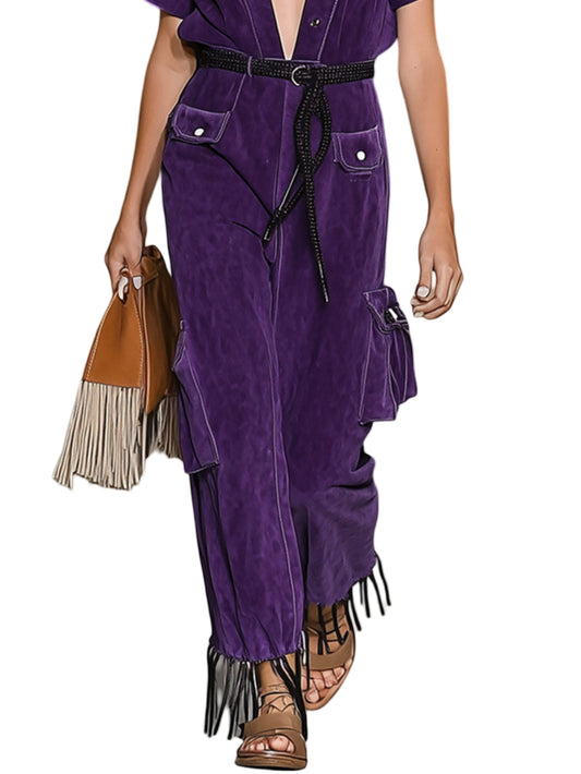 Ember Celeste Suede Wide-Leg Leather Jumpsuit