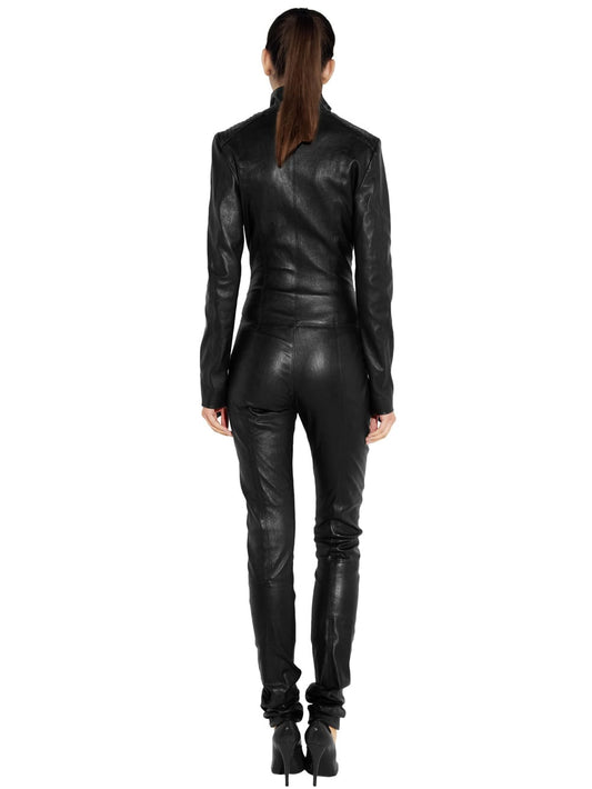 Executive Edge Lambskin Leather Jumpsuit for Women