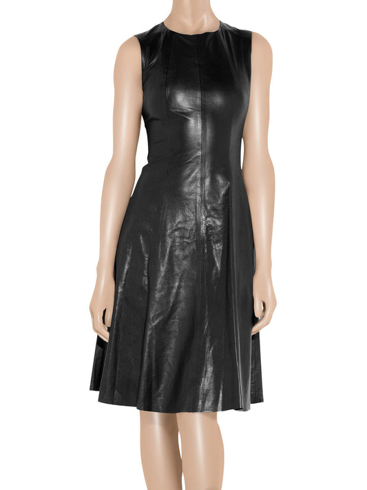 Flared A-Line Leather Dress