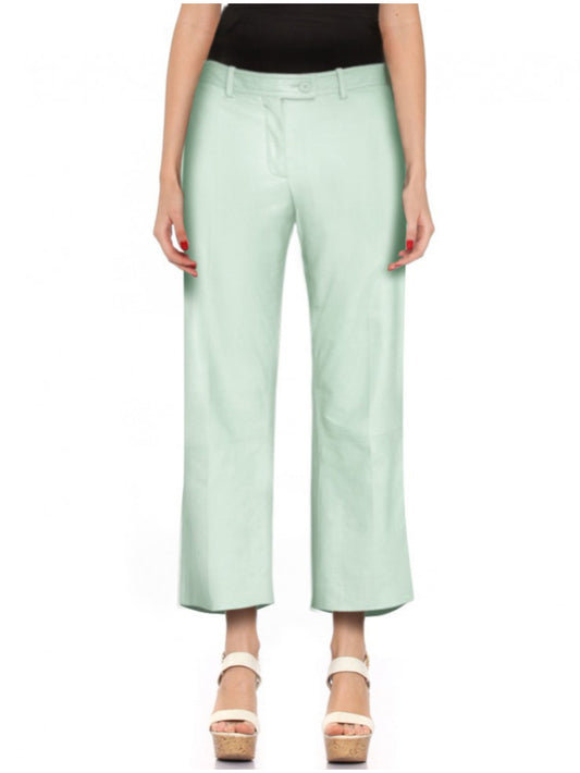 Flared Cropped Leather Pants