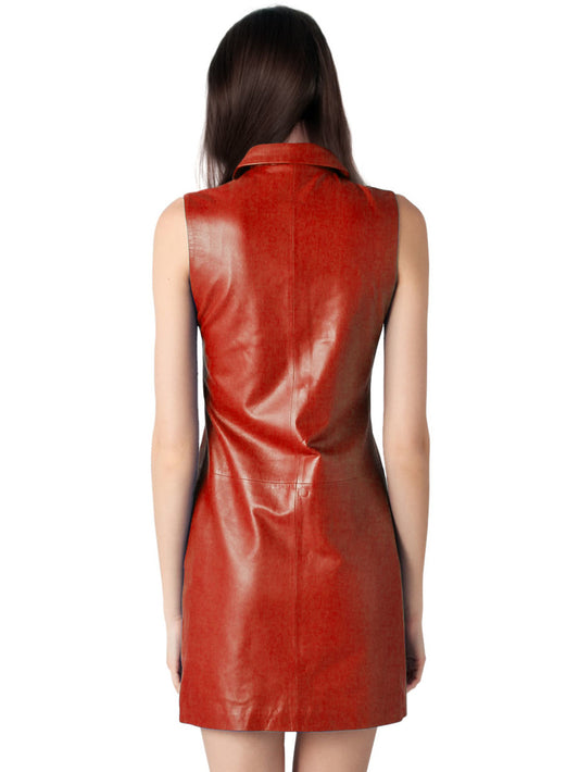 Formal Sleeveless Mini Leather Dress