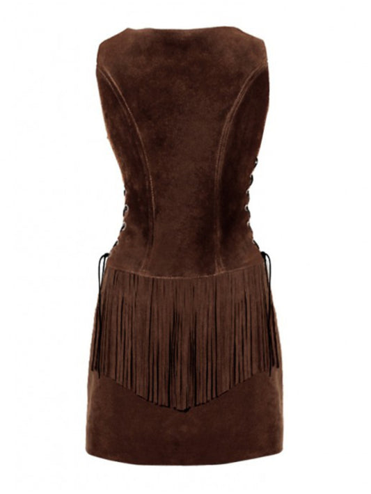 Fringe Suede Halloween Leather Dress