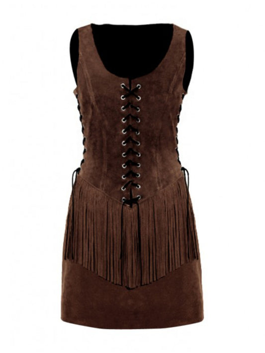 Fringe Suede Halloween Leather Dress