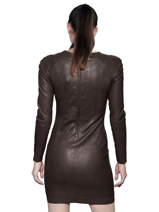 Full-Sleeve Smoking Leather Dress
