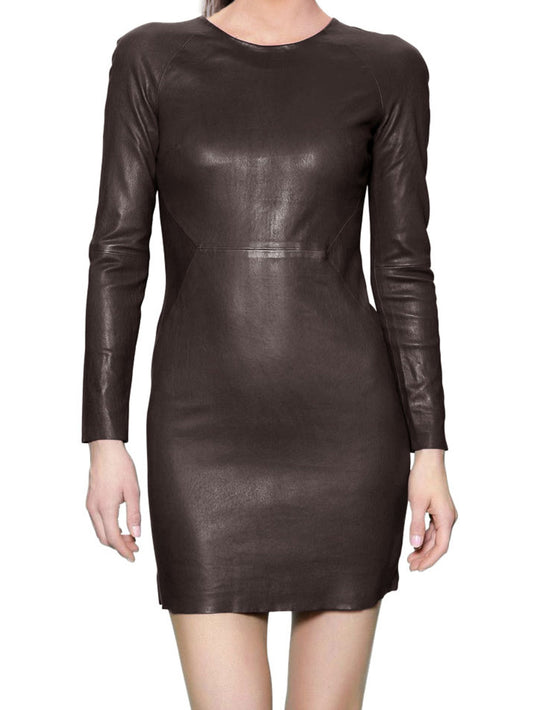 Full-Sleeve Smoking Leather Dress