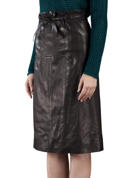 Fully Lined Graceful Leather Skirt