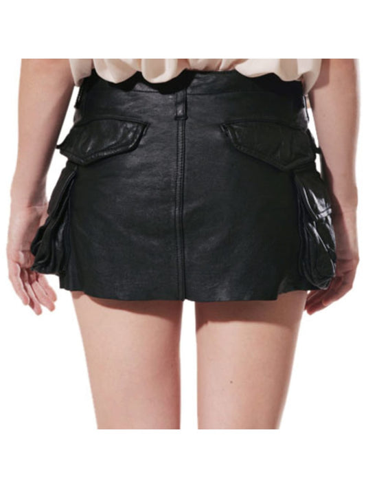 Jupe mi-longue en cuir glamour