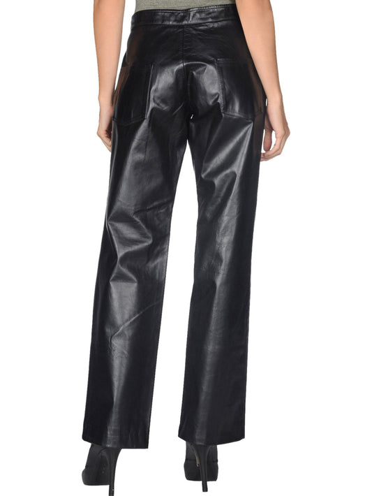 Schmale Lederhose mit hoher Taille