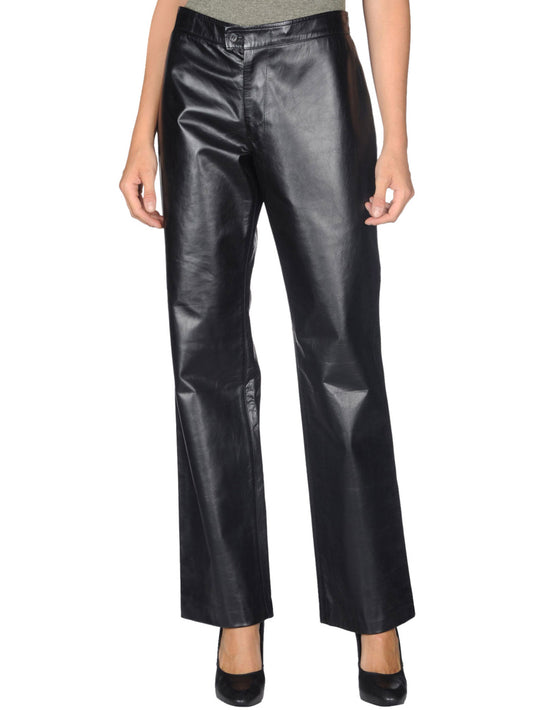 High-Waist Slim Leather Pants