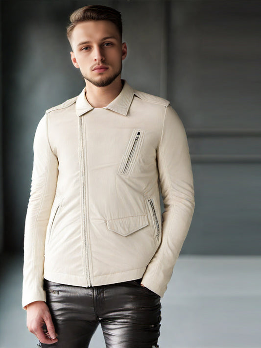 Ivory Edge Asymmetrical Leather Jacket