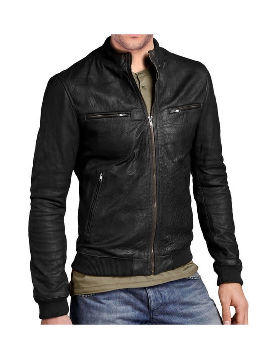 Veste en cuir style dentelé pour adolescent