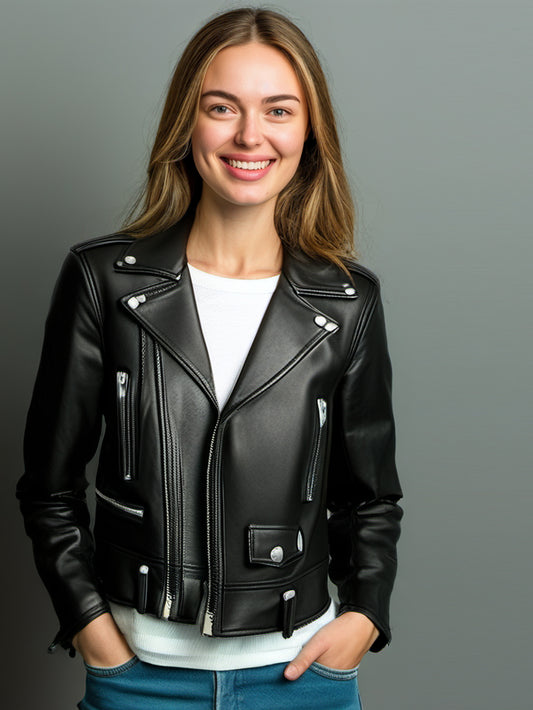 Lapel Luxe Moto Leather Jacket