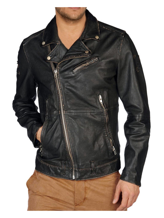 Veste en cuir raffiné avec poche à revers