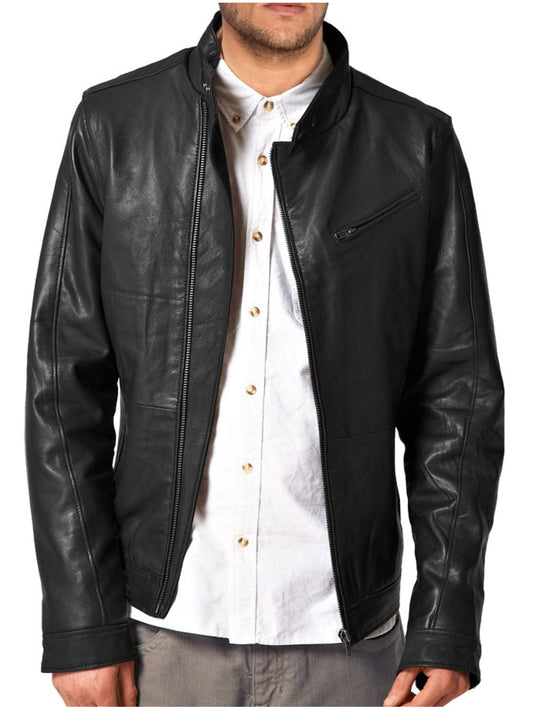 Veste en cuir élégante avec détails de doublure