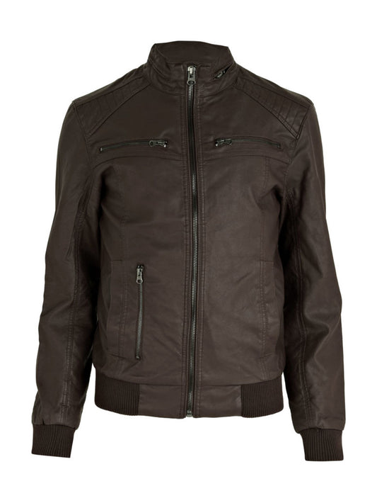 Veste en cuir chic à manches longues