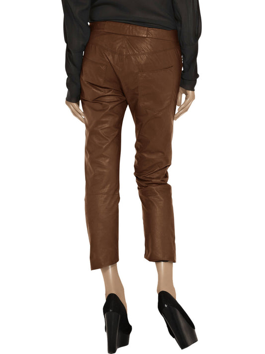 Pantalon en cuir ample et droit