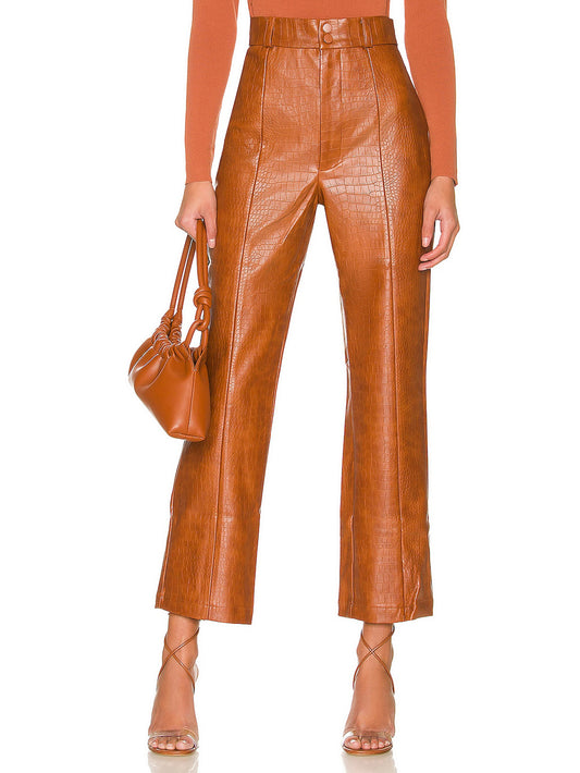 Pantalon en cuir croco de luxe