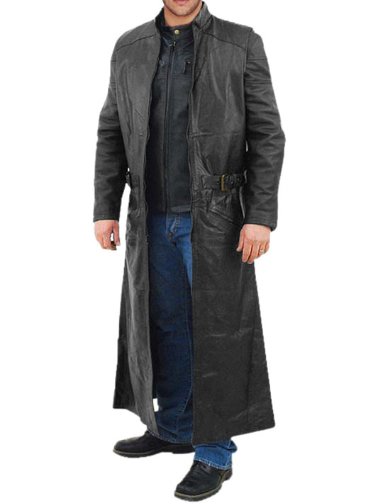 Manteau long en cuir style Matrix pour homme