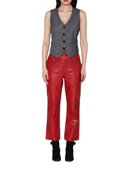 Pantalon en cuir de luxe à reflets métalliques