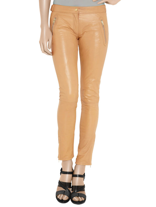 Mid-Rise Robust Leather Pants