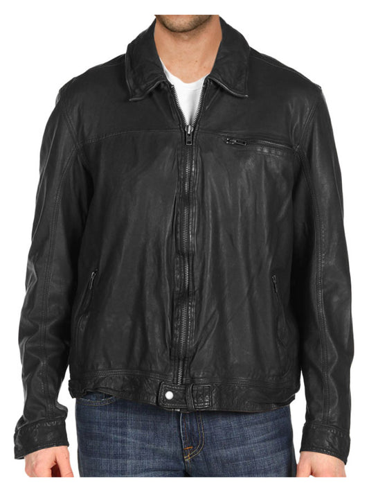 Veste en cuir à l'élégance minimaliste
