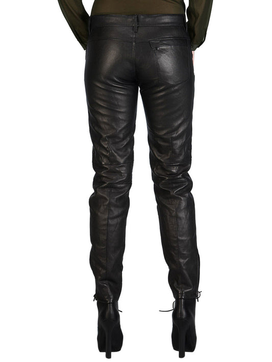 Pantalon de moto en cuir coupe droite