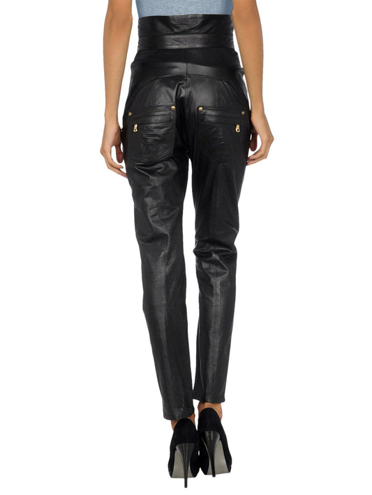 Pantalon en cuir multi-poches
