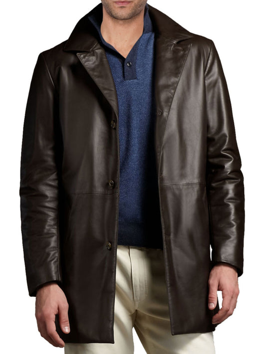 Trench-coat napoléonien en cuir pour homme